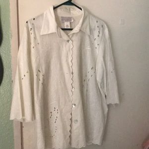 Susan Graver button up blouse blazer